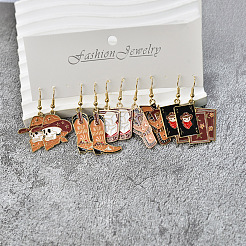 5 Pairs Halloween Alloy Enamel Dangle Earrings&nbsp;FS-WGBF0DA-02