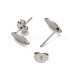 変色しない304ステンレススチールスタッドピアス金具  カン付き  馬の目  ステンレス鋼色  10x5.5mm  穴：1mm  ピン：0.8mm&nbsp;STAS-R063-36