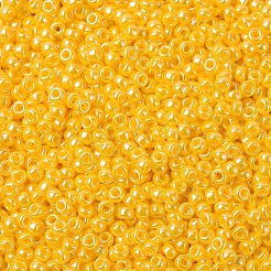 MIYUKIラウンドロカイユビーズ  日本製シードビーズ  11/0  （rr422d）不透明な黄色の光沢  11/0  2x1.3mm  穴：0.8mm  約5500個/50g&nbsp;SEED-X0054-RR0422D