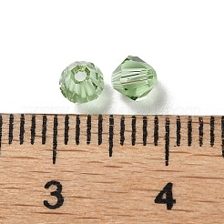 透明ガラスビーズ  双円錐形  ミディアムスプリンググリーン  4x4x3.5mm  穴：1mm  720個/袋&nbsp;GGLA-Z004-05S