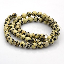 ラウンド天然のダルメシアンジャスパービーズ連売り  8mm  穴：1mm  約50個/連  15.7インチ&nbsp;G-N0120-23-8mm