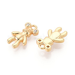 Brass Micro Pave Clear Cubic Zirconia Pendants&nbsp;KK-T078-02G-06