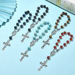 5Pcs 5 Style Natural Mixed Gemstone Rosary Bead Bracelets Set&nbsp;BJEW-TA00330