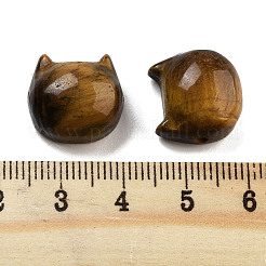 天然石タイガーアイビーズ  猫の頭の形  14~16.5x13~15.5x7.5~10mm  穴：1.2~1.6mm&nbsp;G-H007-03E