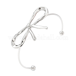 Bowknot 304 Stainless Steel Cuff Bangles&nbsp;BJEW-S171-01A-P