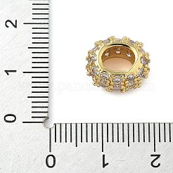 真鍮製マイクロパヴェキュービックジルコニアヨーロピアンビーズ  大きな穴ビーズロンデル  18KGP本金メッキ  ラックめっき  長持ちメッキ  カドミウムフリー＆鉛フリー  ミックスカラー  12.5x10.5x7.5mm  穴：6.5x5mm&nbsp;KK-I276-28G