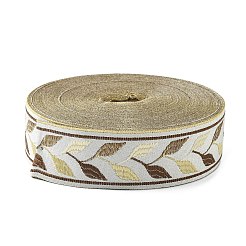 刺繍ポリエステルリボン  ジャカードリボン  服飾材料  葉の模様  オリーブドラブ  1-3/8インチ（35mm）  25ヤード/ロール&nbsp;OCOR-WH0033-88E