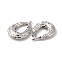 変色しない304ステンレススチールペンダント  ティアドロップチャーム  ステンレス鋼色  46.5x32.5x8mm  穴：3mm&nbsp;STAS-C073-04P