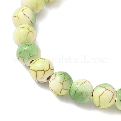 Baking Paint Synthetic Turquoise Round & Tortoise Beads Stretch Bracelets for Men Women&nbsp;BJEW-JB12340-03