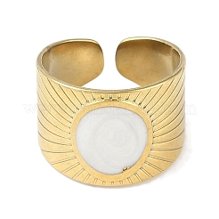 Ion Plating(IP) 304 Stainless Steel Enamel Oval Cuff Finger Rings&nbsp;RJEW-L107-080A-G