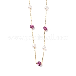 Polymer Clay Rhinestone Beads  Beads Necklace&nbsp;BJEW-B078-03G