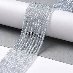 透明電気メッキガラスビーズ連売り  パール光沢メッキ  多面カットラウンド  ライトスチールブルー  2mm  穴：0.7mm  約160~178個/連  13.58 ~14.17インチ（34.5~36cm）&nbsp;LS-GLAA-H021-01A-PL03