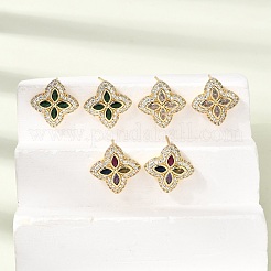 Brass Micro Pave Cubic Zirconia Stud Earrings&nbsp;KK-CBA8324-25G