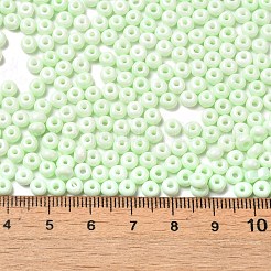 焼付塗装ガラスシードビーズ  ドーナツ  アクアマリン  4x2.5mm  穴：1mm  約6205個/ポンド&nbsp;SEED-B001-02A-11