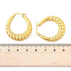 304ステンレススチールフープピアス  葉の模様  ゴールドカラー  33x29.5x6mm&nbsp;EJEW-Q011-15G
