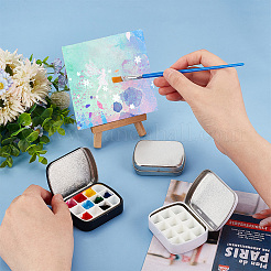 3セット3色の鉄製水彩絵の具とマニキュア缶収納ボックス  プラスチック 12 グリッド付き  ネイルアートデコレーション用  アート 絵画 絵の具 保存容器  ミックスカラー  6.2x5x1.7cm  コンパートメント：12x11mm  1セット/色&nbsp;AJEW-PH0011-08-WH