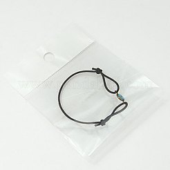 ファッション調節可能なリンクブレスレット  手作りランプワークリンクとゴムひも付き  ナザールボンジュウ  ブラック  40~70mm&nbsp;BJEW-JB00742-01