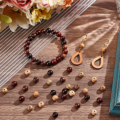 210Pcs 7 Styles Natural Wood Beads Strands&nbsp;WOOD-SC0002-32