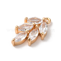 真鍮チャーム  ガラスと  葉  ゴールドカラー  17x10x3mm  穴：1mm&nbsp;KK-C017-083G