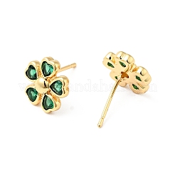 Rack Plating Brass Cubic Zirconia Stud Earrings for Women&nbsp;EJEW-G311-07G