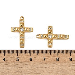 304ステンレススチールラインストーンペンダント  イオンプレーティング（ip）  クロスチャーム  クリスタル  25x17x3.5mm  穴：1.2mm&nbsp;STAS-L290-38G