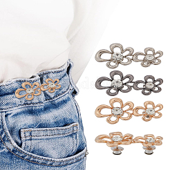 3Pcs 3 Colors Flower Shape Alloy Adjustable Jean Button Pins&nbsp;FIND-LP0006-02
