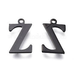 304ステンレススチールチャーム  レーザー切断  アルファベット  電気泳動黒  文字.z  12.5x7.5x0.8mm  穴：1mm&nbsp;STAS-H112-Z-EB