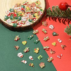 クリスマステーマの不透明樹脂カボション100個  混合図形  ミックスカラー  5~10x5~10x3~4mm&nbsp;CRES-YW0002-56