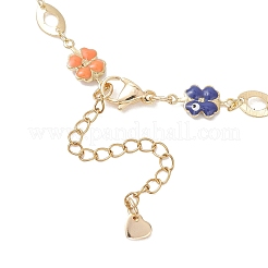 Brass Enamel Evil Eye Clover Link Chain Necklaces&nbsp;NJEW-JN05762