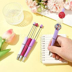 ABSプラスチックボールペン10本  ビーズペン  鉄パーツ  ジュエリービーズ付きDIYパーソナライズペン用  プラスチックボールペンリフィル10個付き  ミックスカラー  148x12mm  4色&nbsp;AJEW-FS0001-43A