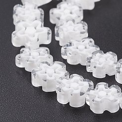 手作りミッレフィオーリガラスビーズ連売り  花  ホワイト  7.5~9x3mm  穴：1mm  約55~57個/連  15.55インチ〜15.94インチ（39.5cm〜40.5cm）&nbsp;X-LAMP-J035-8mm-42