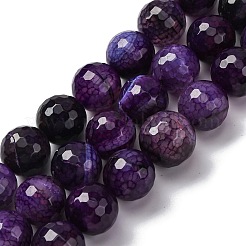 天然の龍脈瑪瑙（染色・加熱）ビーズ連売り  多面カット  ラウンド  インディゴ  15~16mm  穴：1.5mm  約25個/連  14.96''~15.55''（38~39.5センチメートル）&nbsp;G-K390-A14-01