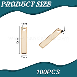 真鍮チャーム  長方形  24KGP本金メッキ  10x2x0.5mm  穴：1mm  100個/セット&nbsp;FIND-UN0003-96B
