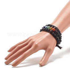 Natural Lava Rock & Mixed Gemstone Beaded Bracelet with Tree of Life&nbsp;BJEW-JB07700