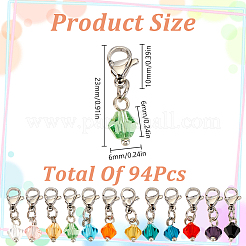 96Pcs 12 Colors Bicone Glass Pendant Decoration&nbsp;HJEW-GO00064