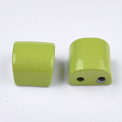 スプレー塗装合金マルチ連リンク  タイル弾性ブレスレット作り用  半円  黄緑  8x8x6mm  穴：1.2mm&nbsp;PALLOY-T068-11-30