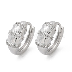 Brass Clear Cubic Zirconia Hoop Earrings&nbsp;EJEW-Q014-21P