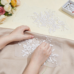 Flower Polyester Embroidered Cloth Patch&nbsp;PATC-WH0009-92B