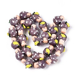 手作りのランプワークの凹凸のあるビーズ  バナナカップケーキ  ロージーブラウン  19~20x15~16x14~16mm  穴：0.8~1mm&nbsp;LAMP-T022-06A