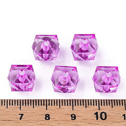 透明なアクリルビーズ  多面カット  キューブ  スミレ  10x11x11mm  穴：2mm  約670個/500g&nbsp;MACR-S373-132-B11