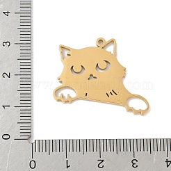 304ステンレスペンダント  中空の猫の形チャーム  ゴールドカラー  22.5x29x1.5mm  穴：1.5mm&nbsp;STAS-F326-08B-G