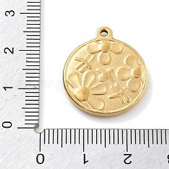 304ステンレスペンダント  フラワーチャーム付きフラットラウンド  18KGP本金メッキ  23.5x20x2.5mm  穴：1.5mm&nbsp;LS-STAS-I327-07G