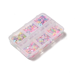 6 スタイル飾りアクセサリー pvc プラスチックスパンコール/スパンコールビーズ  穴なし/ドリルなしビーズ  蝶/星/ハート/傘/リング  ミックスカラー  1.5~5x2.5~5.5x0.3mm&nbsp;KY-G024-01