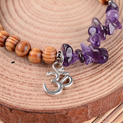 Natural Chip Gemstone Beaded Charm Bracelets&nbsp;BJEW-JB02302