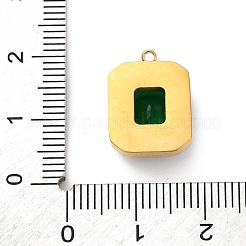 イオンプレーティング（IP）304ステンレススチールマイクロパヴェクリアキュービックジルコニア  ガラスペンダント付き  手動研磨  18KGP本金メッキ  長方形  16x11.5x5mm  穴：1.2mm&nbsp;STAS-P366-36A-G