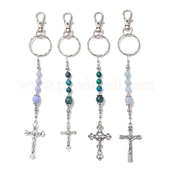 Cross Gemstone & Alloy Pendant Keychains&nbsp;KEYC-JKC01449