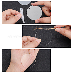 DIYペンダントデコレーション作成キット  フラットラウンドアクリルパーツとジュートより糸を含む  透明  50x3mm  50x2.2mm  穴：3mm  30個/セット&nbsp;DIY-BC0001-38