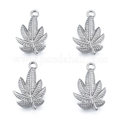 変色しない304ステンレススチールペンダント  葉  ステンレス鋼色  22x14x2mm  穴：1.8mm&nbsp;STAS-N098-216P