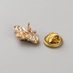 ラインストーン用蜂のエナメルブローチセッティング12個  合金ラペルピンバッジのパーツ  ゴールドカラー  14x18.5mm  1.4mmのラインストーンに適する&nbsp;JEWB-FH0001-46