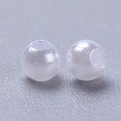 パール調アクリルビーズ  ラウンド  ホワイト  3mm  穴：1mm  約35000個/500g&nbsp;PACR-3D-1